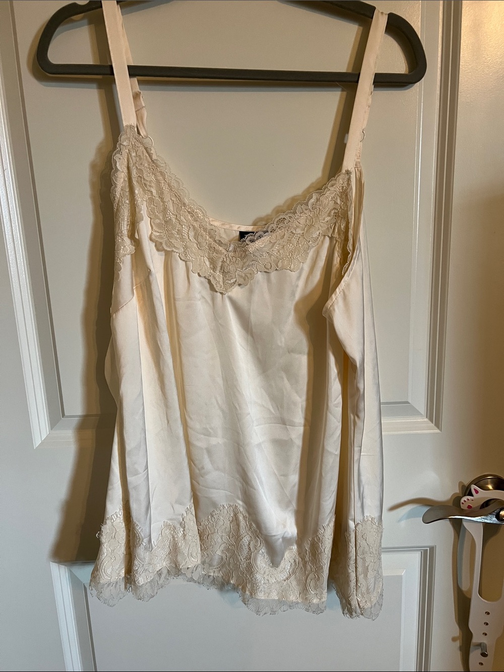 torrid Cream Satin Lace-Trim Slip Chemise